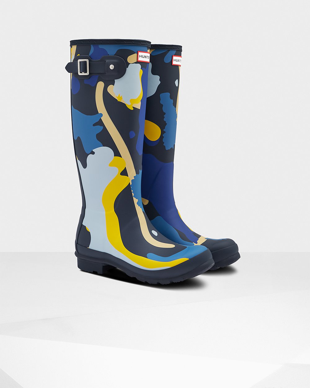 Womens Tall Rain Boots - Hunter Original Rockpool Camo (08IPVUAKS) - Navy Camo